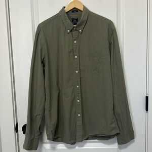 J.Crew Men’s Slim Flex Washed Olive Green Long Sleeve Button Down Shirt size XL